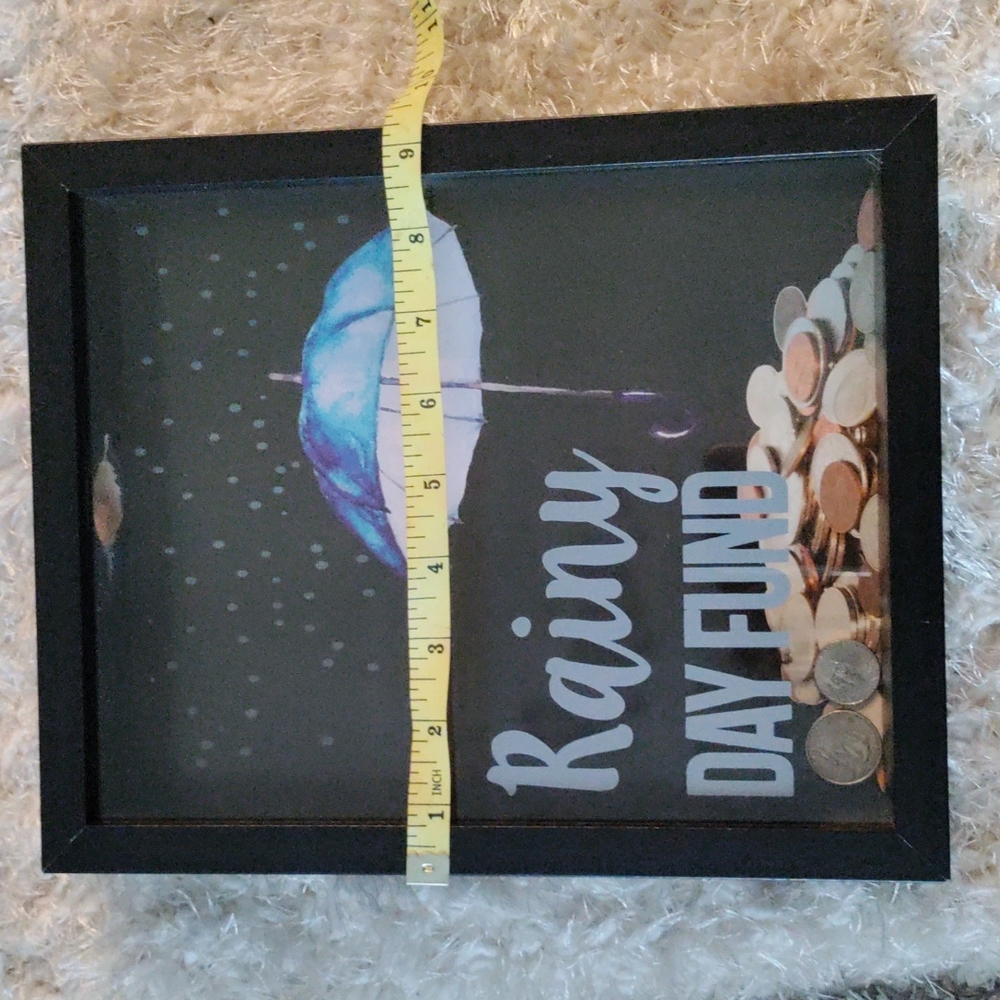 🆕 ⛈️RAINY DAY GLASS PICTURE FRAME MONEY 🏦 - Picture 7 of 7